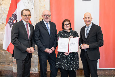 GF Mag. Hirner, GBL BM Rainer Plösch, Ursula Lagler, BMAW Kocher © Bundesministerium GF Mag. Hirner, GBL BM Rainer Plösch, Ursula Lagler, BMAW Kocher