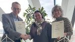 GBG-Geschäftsführer Mag. Günter Hirner, M.Eng., Vorarbeiter-Stellvertreterin Jaqueline Stoff (Team Reinigung Service) & Teamleiterin Mag. Dana Sladek Andraschko (Team Reinigung Service)