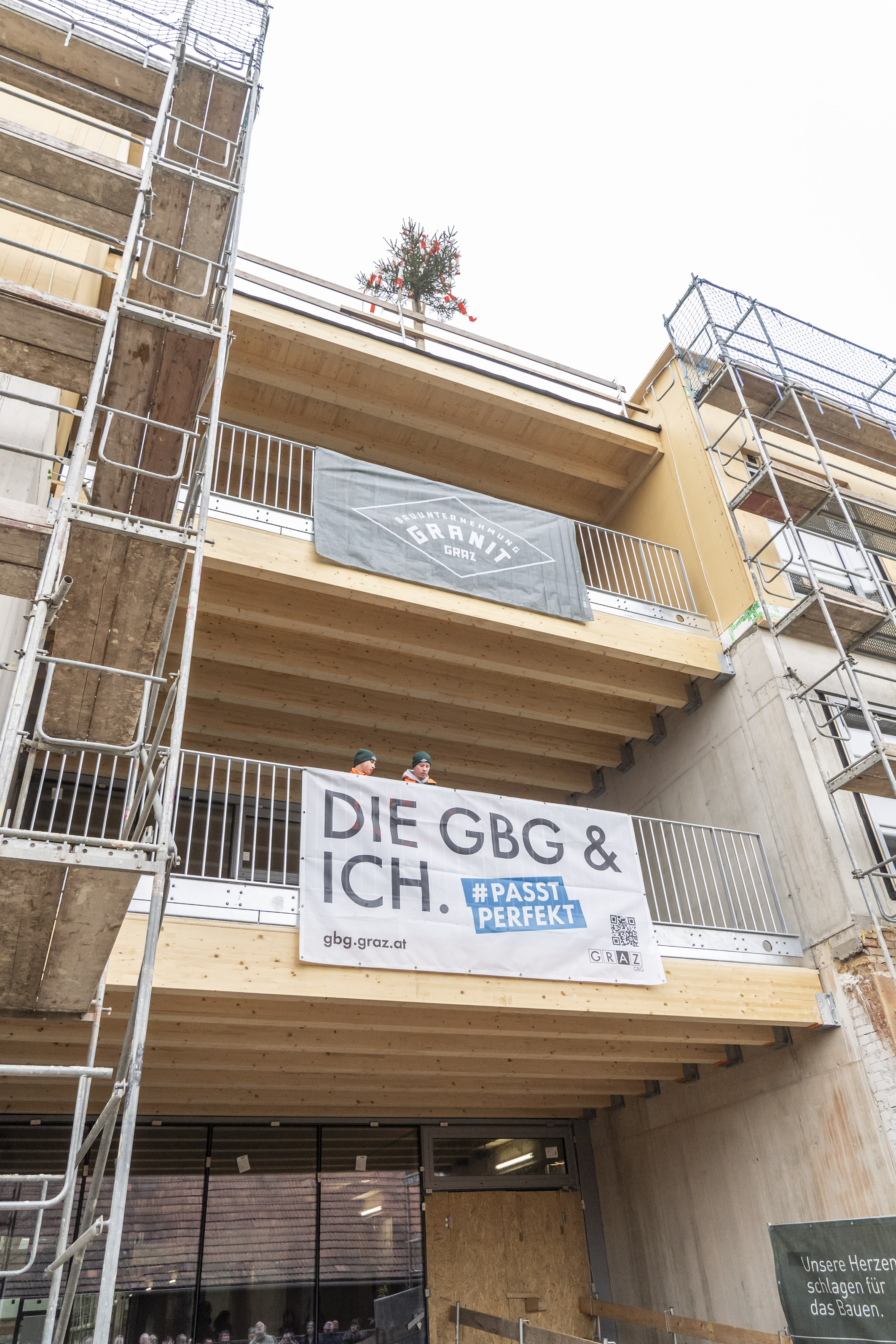 Impressionen von der Gleichenfeier der MS Puntigam © Stadt Graz/Fischer Impressionen von der Gleichenfeier der MS Puntigam