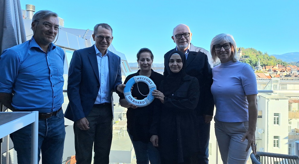 V.l.n.r.: Lorenz Pirkl, Günter Hirner, Al-Zuhairi Wafaa Abbas Haseeb, Al Hussen Ghazaleh, Rainer Plösch, Dana Sladek-Andraschko
