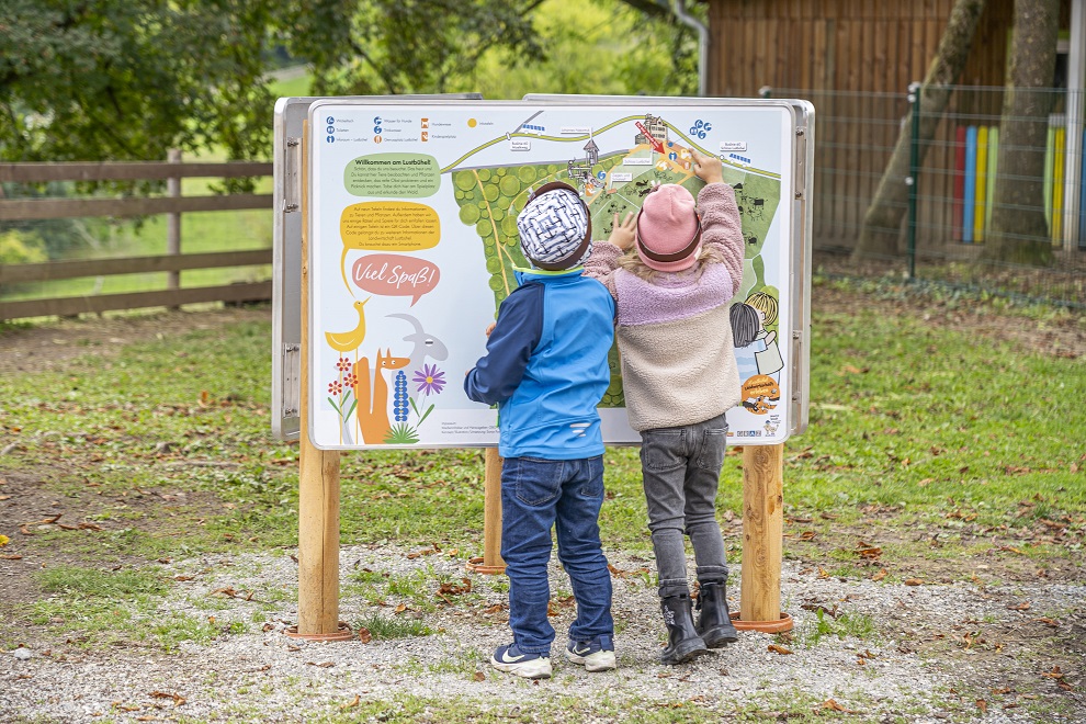 Eine unserer 12 Infotafeln am Rundweg Lustbühel 